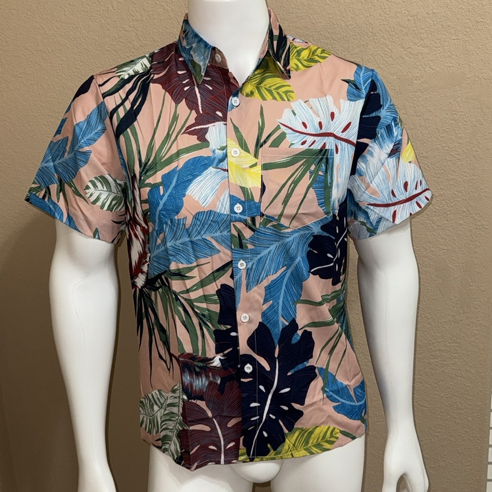 Lars Amadeus Hawaiian Floral Print Short Sleeves Button Down Tropical Shirt